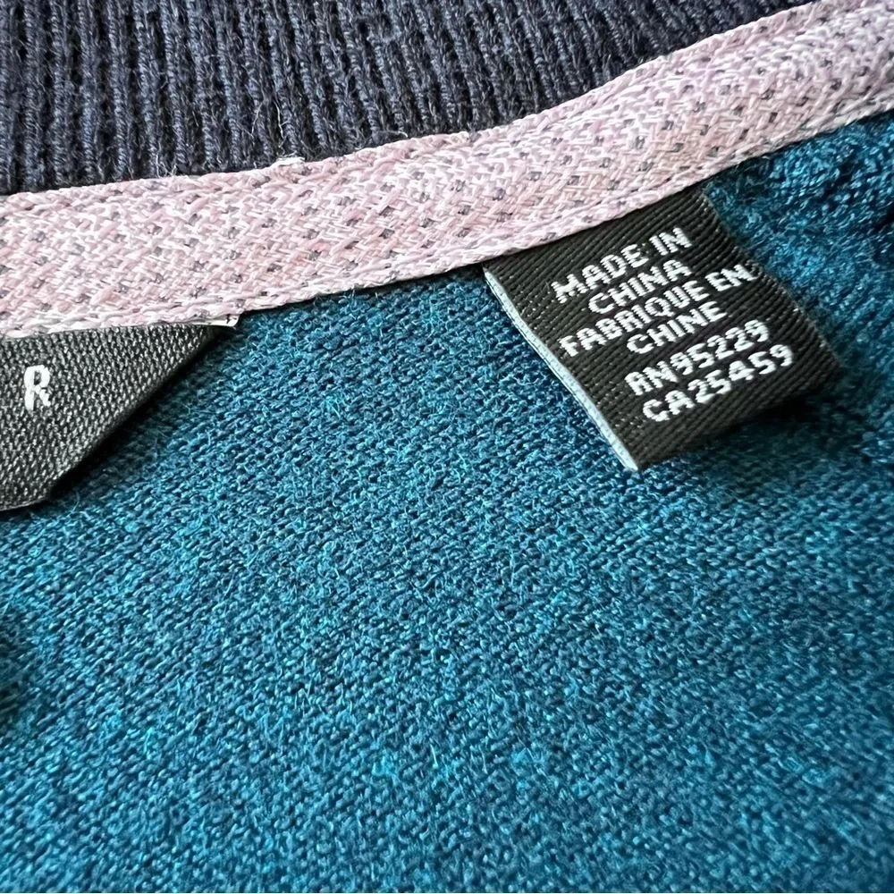 Men’s Ted Baker London Pullover 1/3 Zip Ribbed Sweater Teal Business Casual